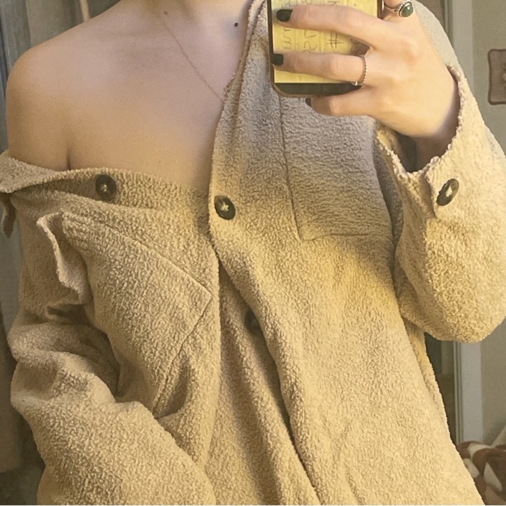 oversized teddy button up
